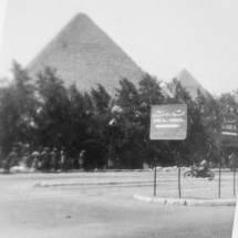 Giza pyramids from Mena House, Cairo during WW2 (taken from what is now Marriott Mena House Hotel).